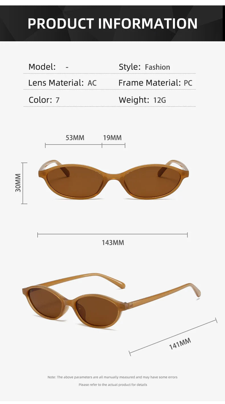 Cute Oval Small Frame Sunglasses Women New Retro Style Sexy brown Sun Glasses Ladies trendy Fashion Decorative Shades Eyeglass