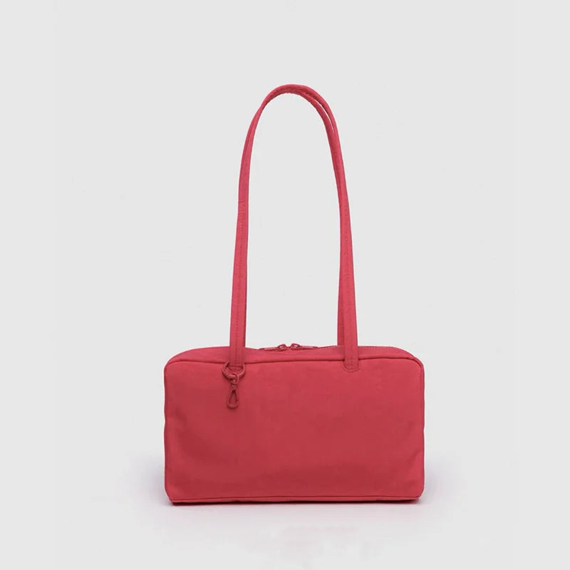 Simple Large-capacity Square Shoulder Bag Fashion Plaid Nylon Handbag Durable Canvas Material Travel Bag Daily Use Storage Bag