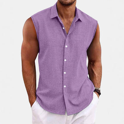 Men's Summer Short Sleeve Shirt Casual Solid Color Beach Top with Collar Lightweight Breathable Casual Button Up Shirts for Men