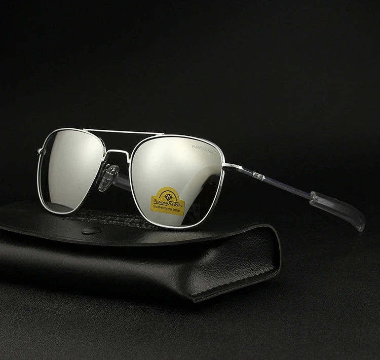 RE Sunglasses Men Top Quality Anti-Scratches American Army Military Mirror AGX Tempered Glass Lens Pilot Sun Glasses UV400