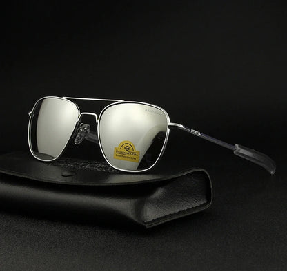 RE Sunglasses Men Top Quality Anti-Scratches American Army Military Mirror AGX Tempered Glass Lens Pilot Sun Glasses UV400