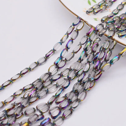 4x7mm 50pcs/lot Briolette Oval Glass Beads Plating Gold Color Crystal Glass Loose Spacer Beads For Beads for Jewelry Making DIY