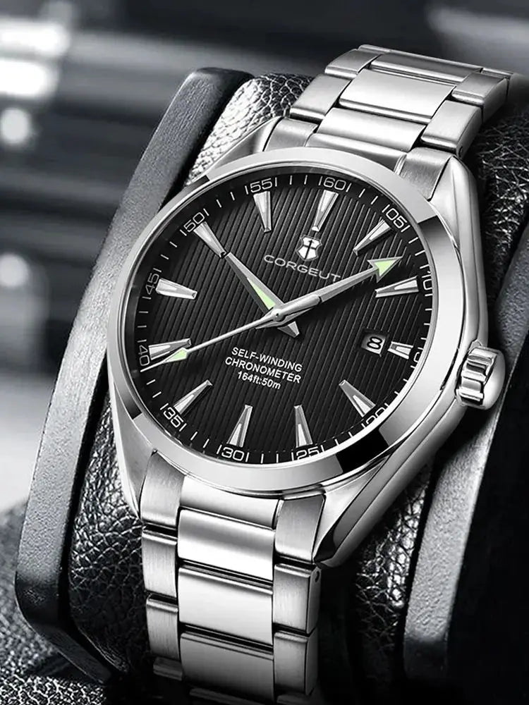 Corgeut 41mm Luxury NH35 Movt Man Sport Clock Automatic Relogio Masculino Mechanical Wristwatch Sapphire Steel Band Men's Watch