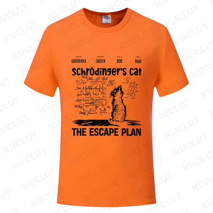 T Shirt for Men Clothing Fashion  Cat The Escape Plan Geeky Printed T Shirts Harajuku Short Sleeve Tee Casual Men's Clothing