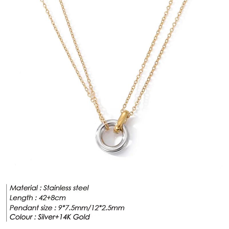 eManco Stainless Steel two-color pendant Necklaces For Women Chokers Trend Fashion Festival Party Gift Jewelry