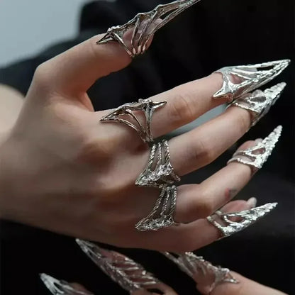 New Gothic Rock Machinery Manicure Fingertip Ring Nail Ring Punk Metal Jewelry Accessories for Women Party Gifts for Girlfriends