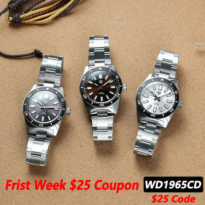 Watchdives WD1965 Luxury Men's Watch VH31 Sweep Second Quartz Movement 38mm Watch Night Light 20Bar Waterproof Watches