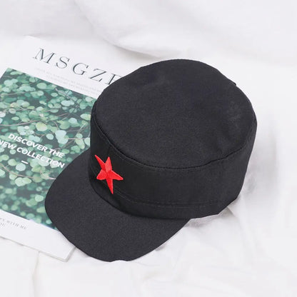 Unisex Cotton Men Cap Spring Summer Beach Outdoor Street Street Cool Church Sunhat Flat Top Hat With Red Star Dropshipping