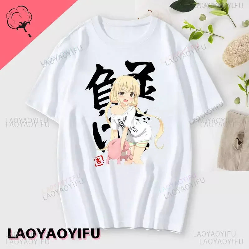 If You Work You Lose - Anzu Futaba Version T-Shirt 2024 New Kawaii Anime Cotton T-shirt Tees for Men Funny cartoon Otaku Tshirt