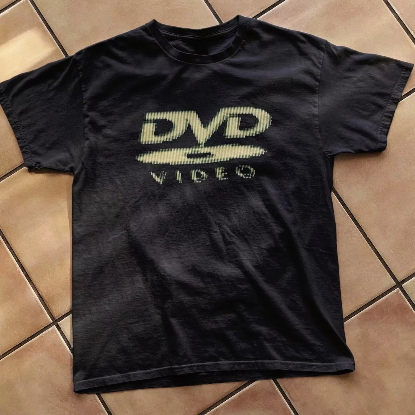 Summer Men's Nostalgic Retro DVD Video Letter Printed Round Neck T-shirt Neutral 100% Cotton Soft Breathable Short Sleeve