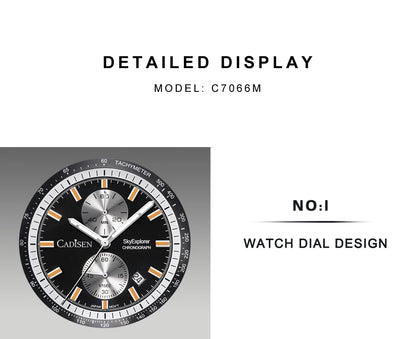 CADISEN New Mens Watches Luxury Quartz Watch For Man Chronograph Japan MIYOTA 0S11 Men Gift Luminous Waterproof Canvas Wristwatc