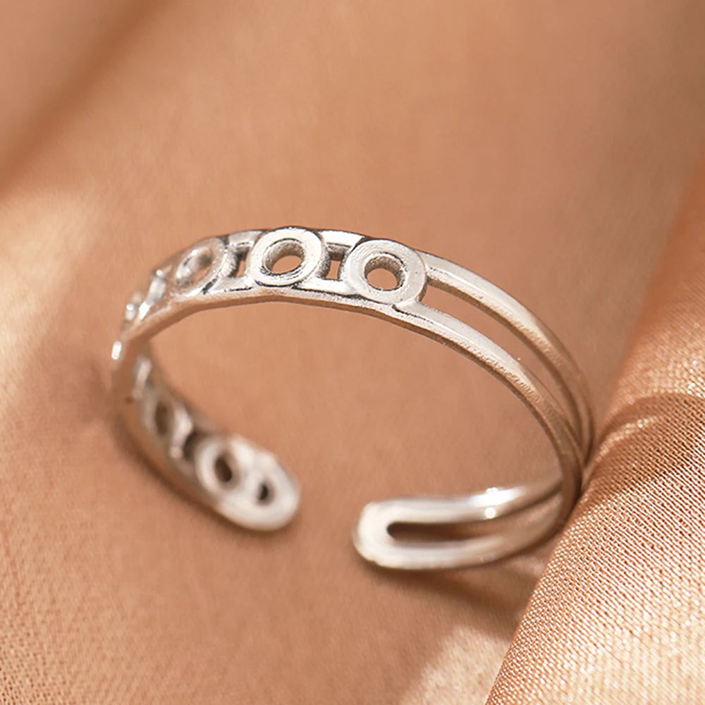 Stainless Steel Rings Simpler Geometric Fashion Vintage Fine Adjustable Open Rings For Women Jewelry Weddings Gifts New Trendy