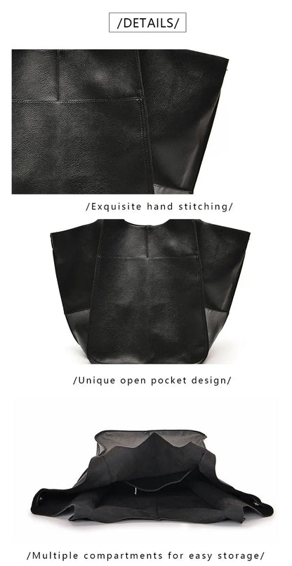 Rretro Handmade Big Beach Tote Bag High Capacity Zipper Shoulder Solid Color Multifunction Handbags For Ladies