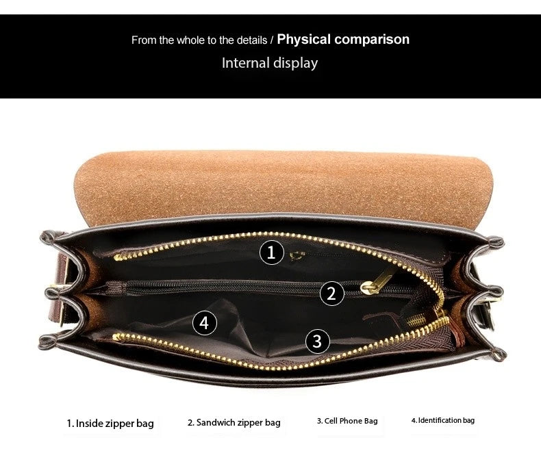 Luxury Kangaroo Brand Leather Messenger Bag Man Handbag Chest Crossbody Bag For Men Business Small Shoulder Bag Summer Male Bag