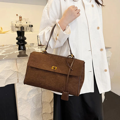 Vintage Ladies Tote Bag Brand Large Capacity Frosted Handbag High-end Pu Material Shoulder Messenger Bag Niche Simple Travel Bag