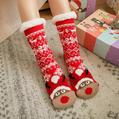 Christmas Gift Thermal Socks Women Winter Warm nightwear Plush Soft Floor Fuzzy Fluffy Fur Slipper Sock Thick Ladies Cute Cow