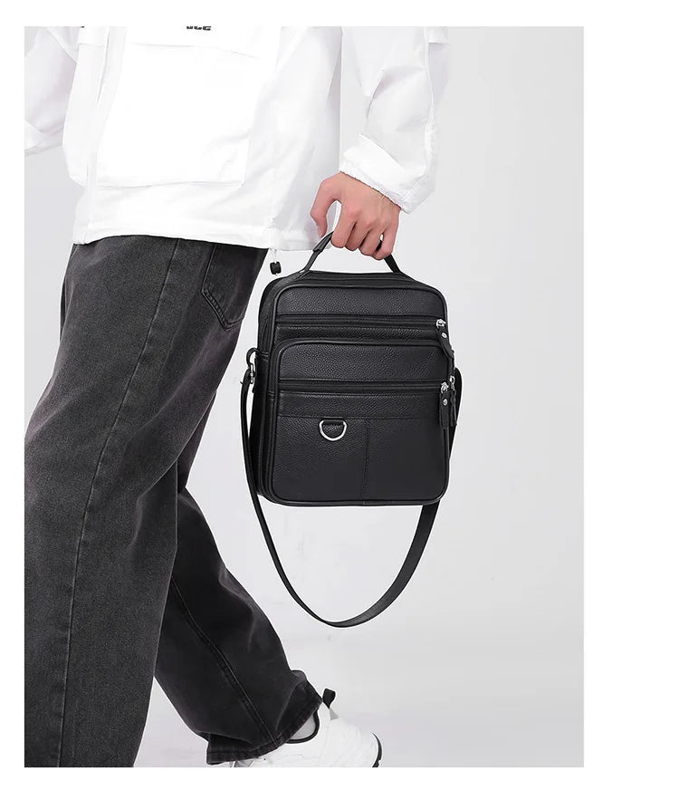 High quality genuine leather men's crossbody bag soft cowhide simple, casual, business style small shoulder bag for men Handbag