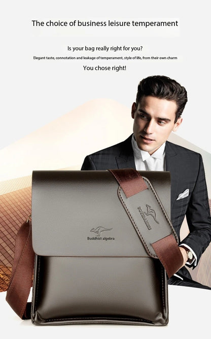 Luxury Kangaroo Brand Leather Messenger Bag Man Handbag Chest Crossbody Bag For Men Business Small Shoulder Bag Summer Male Bag