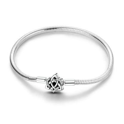 925 Sterling Silver Bracelets 17-20CM Original Golden Sparkling Heart Shaped Bracelet Fit DIY Charms Beads Fashion Women Jewelry