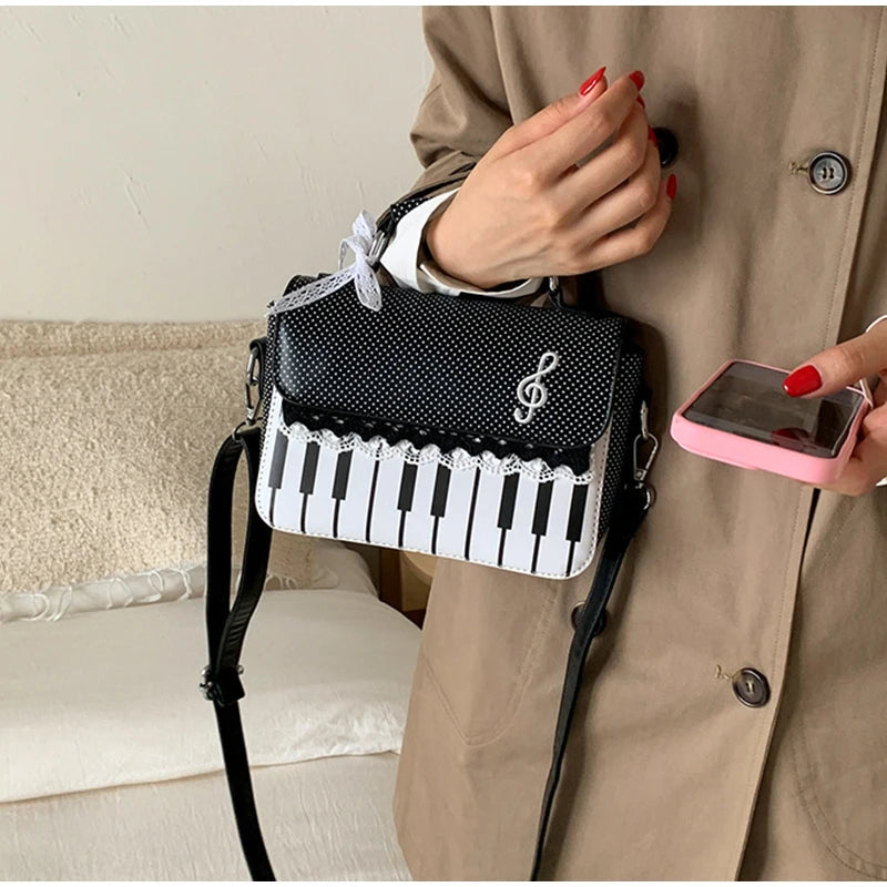 Fashion Polka Dot Ladies Piano Bag New Style Niche Underarm Shoulder Bag Sweet Personality Piano Backpack Women's Bag Square Bag