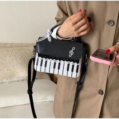 Fashion Polka Dot Ladies Piano Bag New Style Niche Underarm Shoulder Bag Sweet Personality Piano Backpack Women's Bag Square Bag