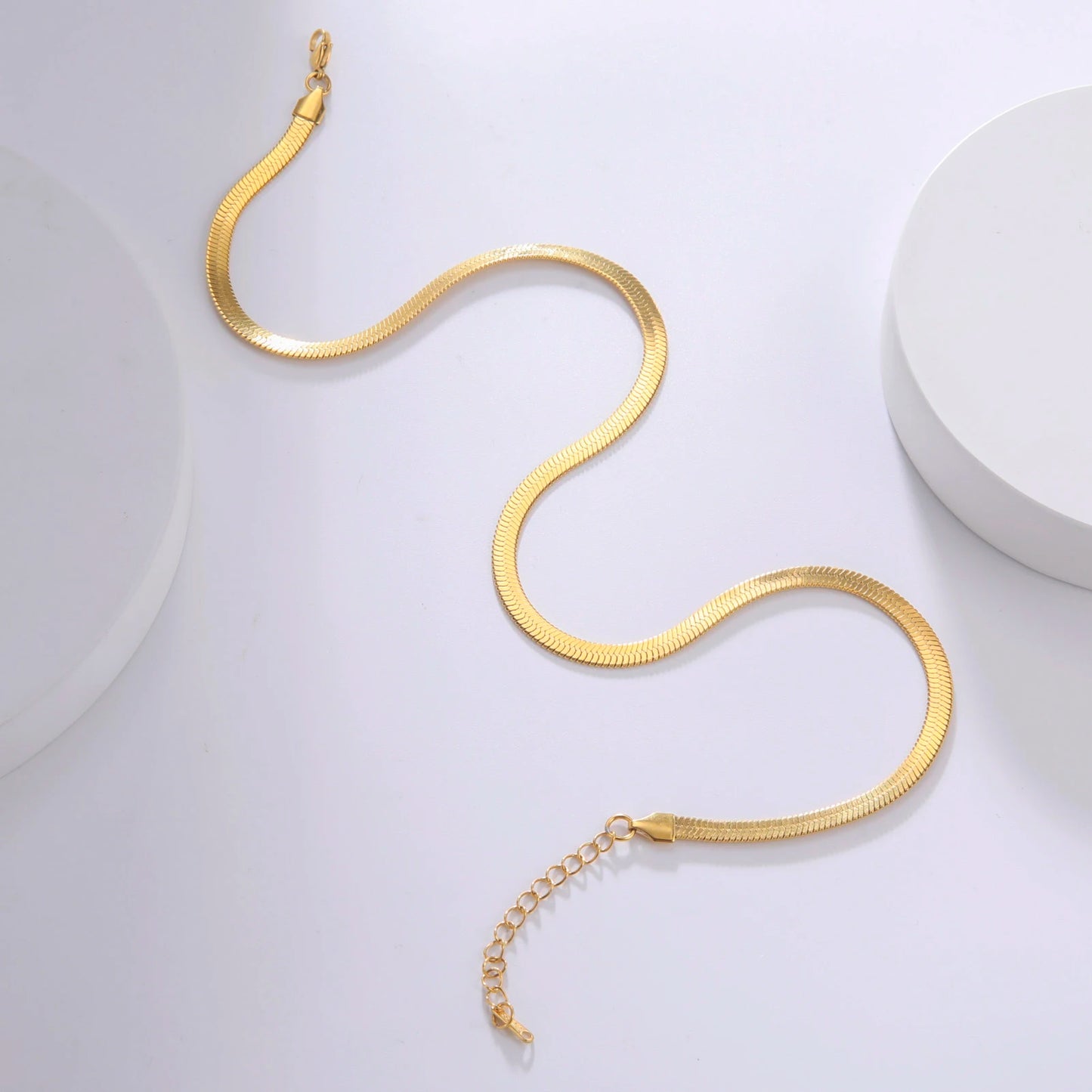 Skyrim Stainless Steel Snake Chain Necklace for Women Men Gold Color Herringbone Choker Neck Chains 2026 Trend Jewelry Gift Hot
