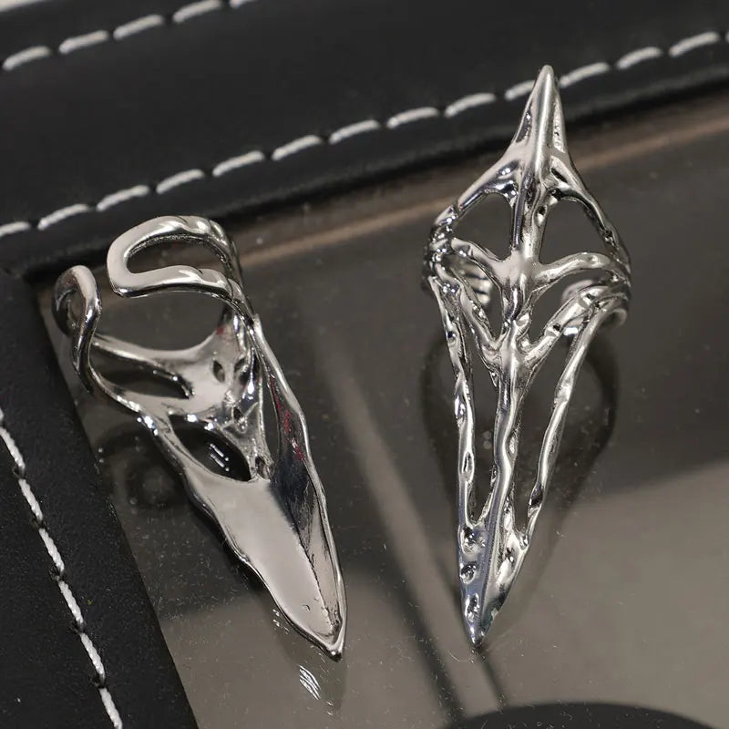 New Gothic Rock Machinery Manicure Fingertip Ring Nail Ring Punk Metal Jewelry Accessories for Women Party Gifts for Girlfriends