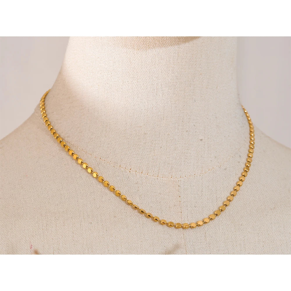 Yhpup Exquisite Stainless Steel Bright Square Chain Collar Necklace New Style 18K Real Gold Plated Daily Fashion Jewelry