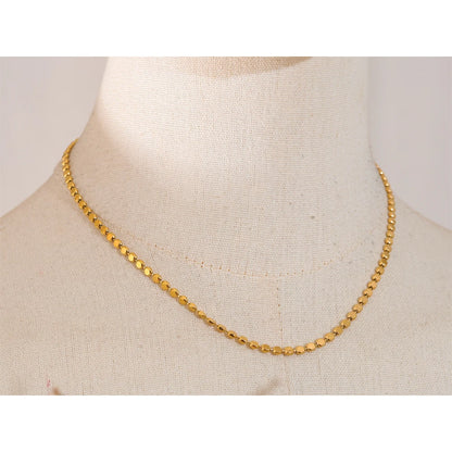 Yhpup Exquisite Stainless Steel Bright Square Chain Collar Necklace New Style 18K Real Gold Plated Daily Fashion Jewelry