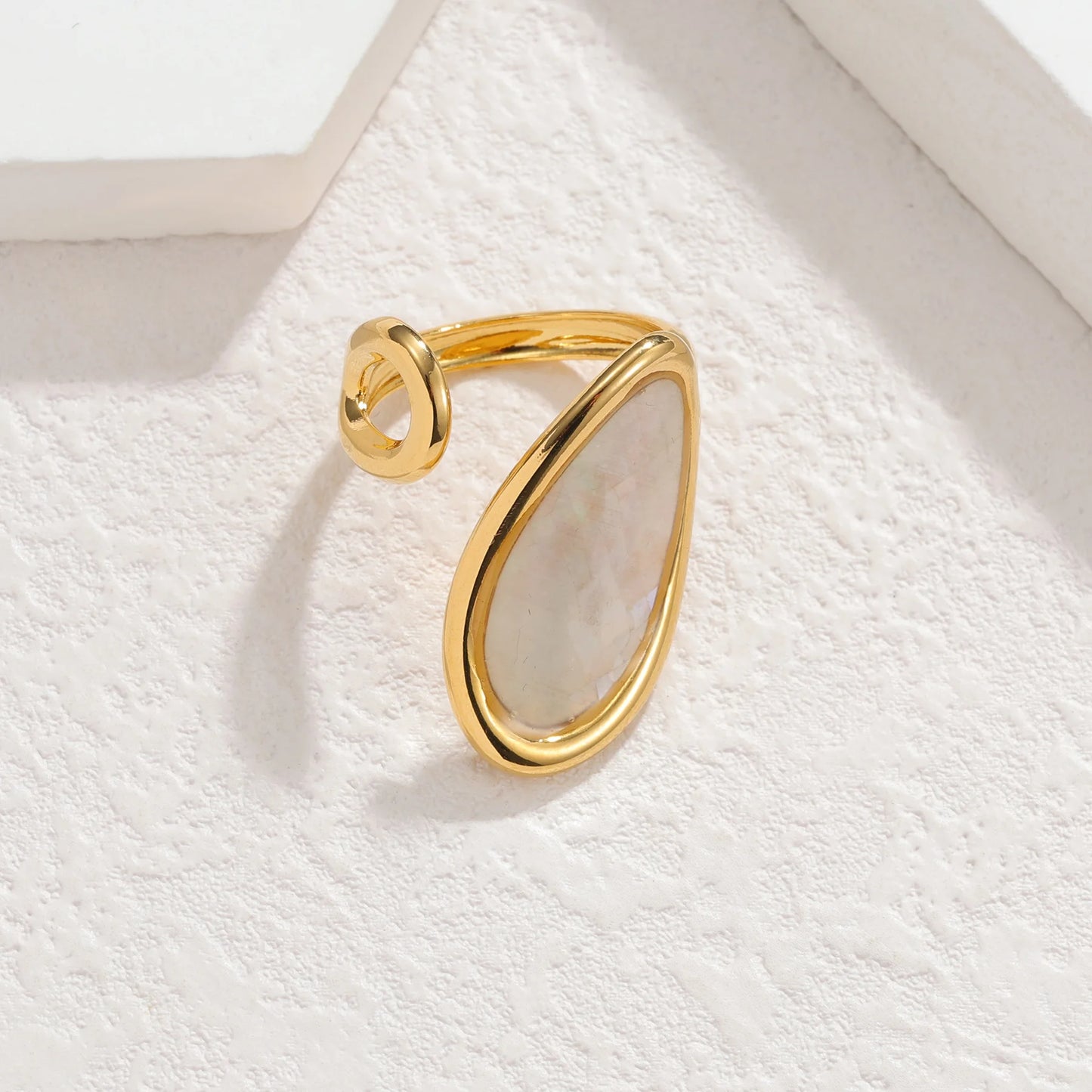 Freeteeme High-End Various Irregular Geometric Rings for Women Stainless Steel Shell-Set Open Rings Daily Versatile Accessories