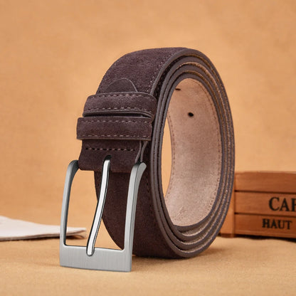 Sude Belts Cow Leather for Man And Lady Plaid Jeans Pin Buckle Luxury High Quality Classic Genuine Leather Sude Belts Cow Leathe