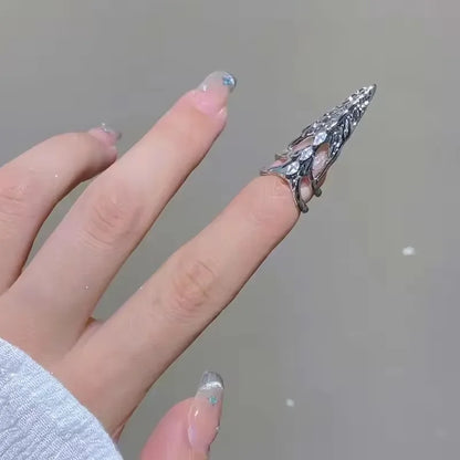 New Gothic Rock Machinery Manicure Fingertip Ring Nail Ring Punk Metal Jewelry Accessories for Women Party Gifts for Girlfriends