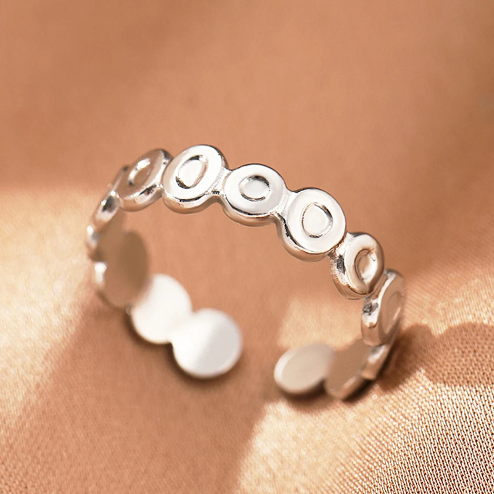 Stainless Steel Rings Simpler Geometric Fashion Vintage Fine Adjustable Open Rings For Women Jewelry Weddings Gifts New Trendy