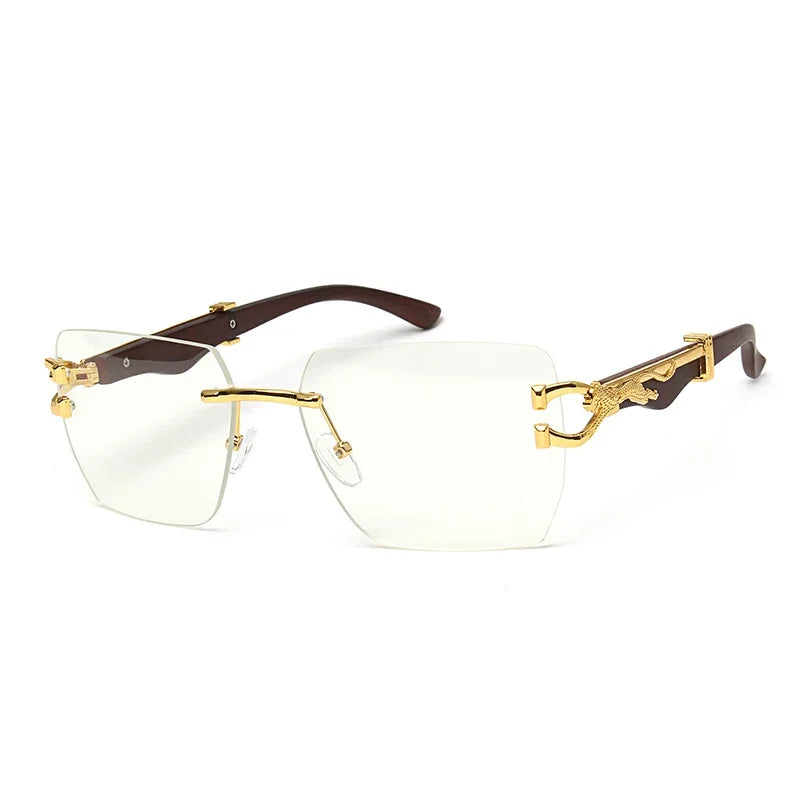 Rimless Square Leopard Frame Outdoor Sunglasses For Man Designer Gradient Sun Glasses Woman Fashion Vintage Luxury Eyewear