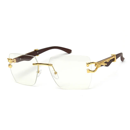 Rimless Square Leopard Frame Outdoor Sunglasses For Man Designer Gradient Sun Glasses Woman Fashion Vintage Luxury Eyewear