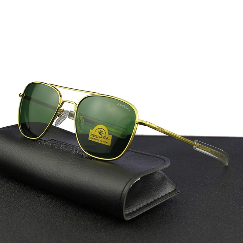 RE Sunglasses Men Top Quality Anti-Scratches American Army Military Mirror AGX Tempered Glass Lens Pilot Sun Glasses UV400
