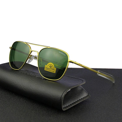 RE Sunglasses Men Top Quality Anti-Scratches American Army Military Mirror AGX Tempered Glass Lens Pilot Sun Glasses UV400
