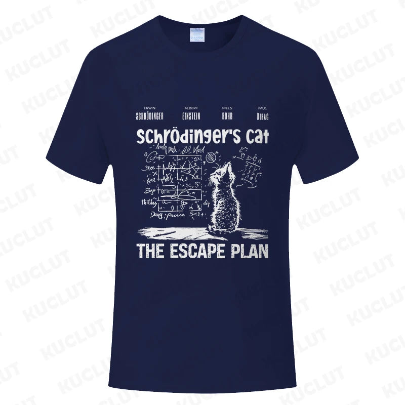 T Shirt for Men Clothing Fashion  Cat The Escape Plan Geeky Printed T Shirts Harajuku Short Sleeve Tee Casual Men's Clothing